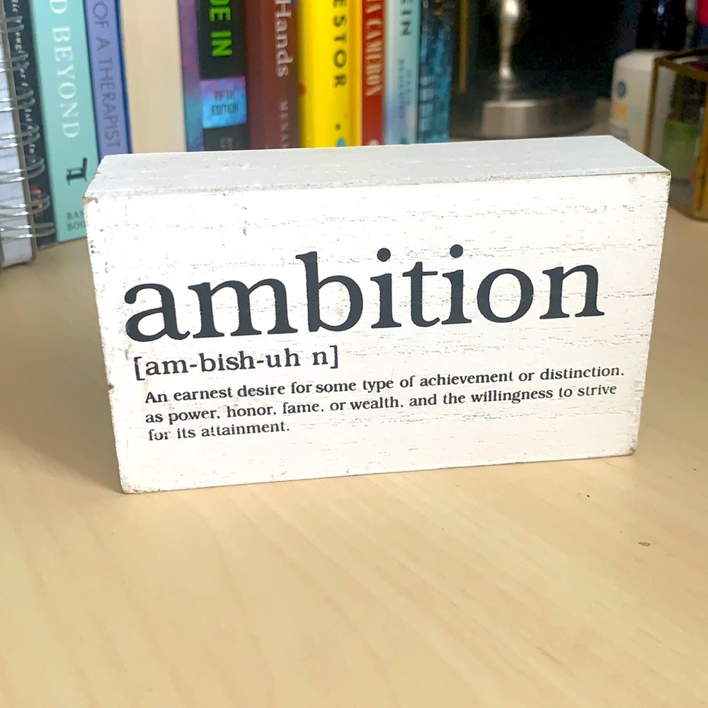 “Ambition” Rustic Wooden Sign